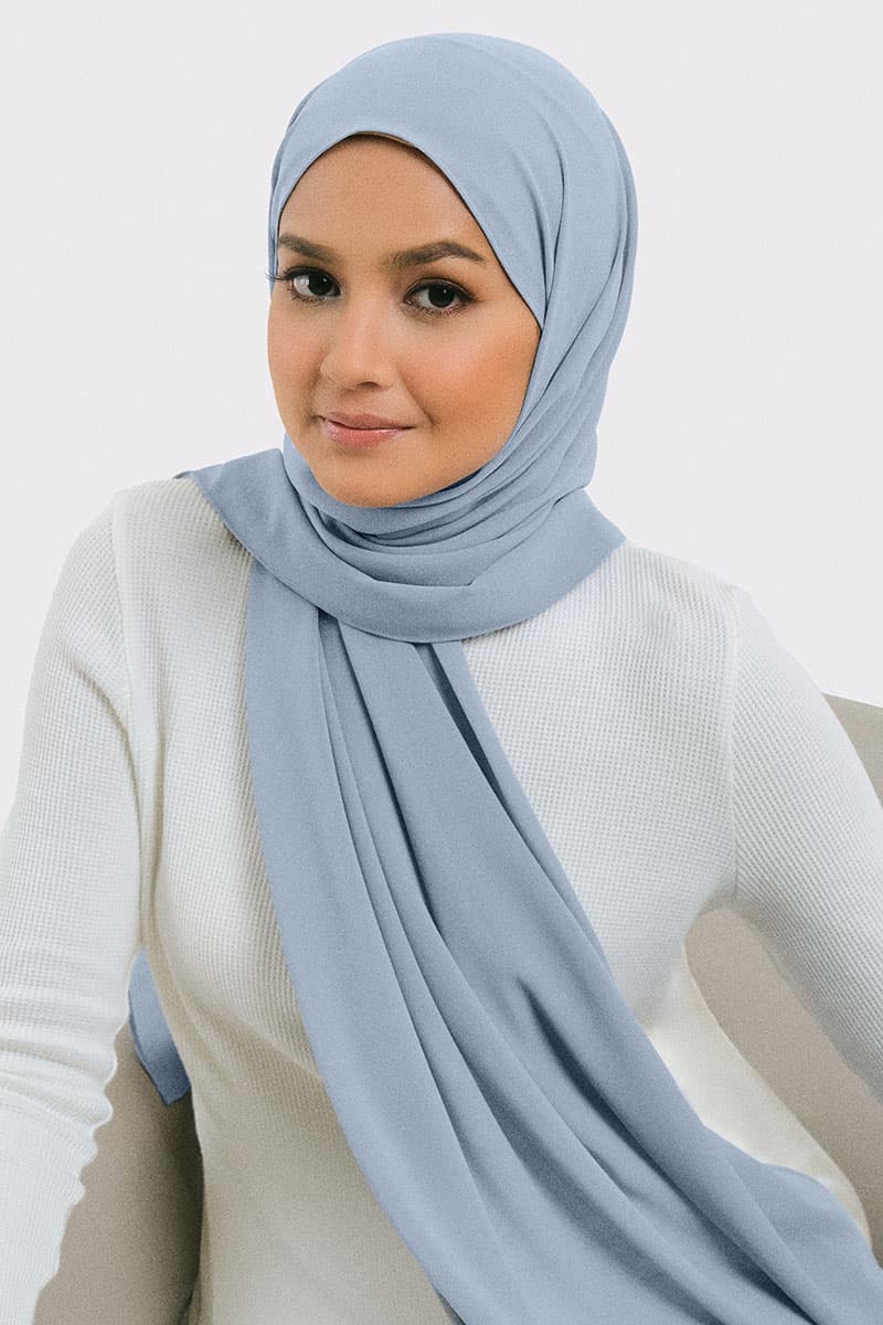 Aida Chiffon Tudung Headscarf - Blue Fog - Image 1