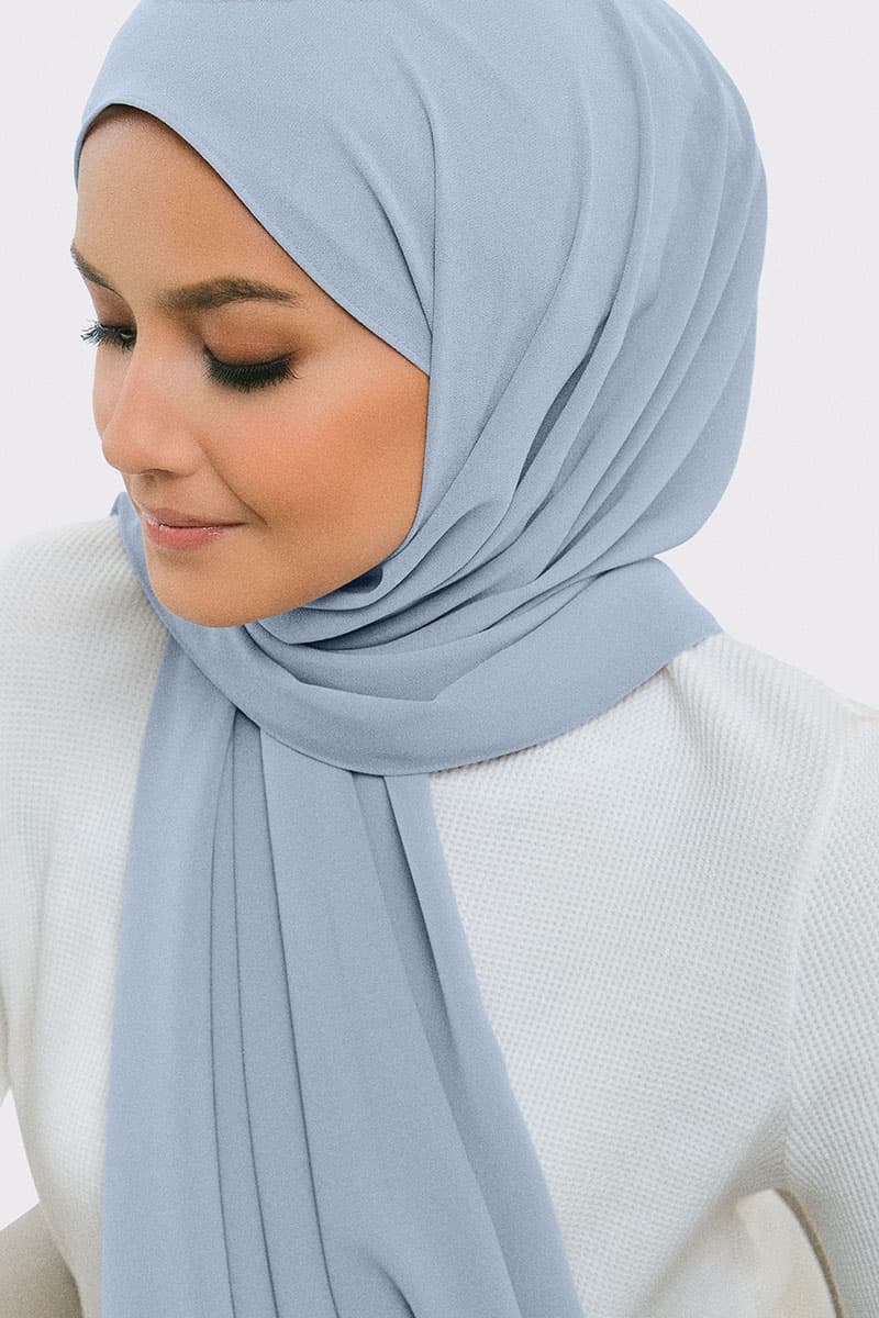 Aida Chiffon Tudung Headscarf - Blue Fog - Image 2