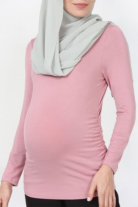 Jazz Ruched Side Blouse - Dusty Pink