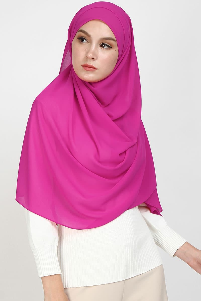 Aida XL Chiffon Tudung Headscarf - Berry Purple - Image 2