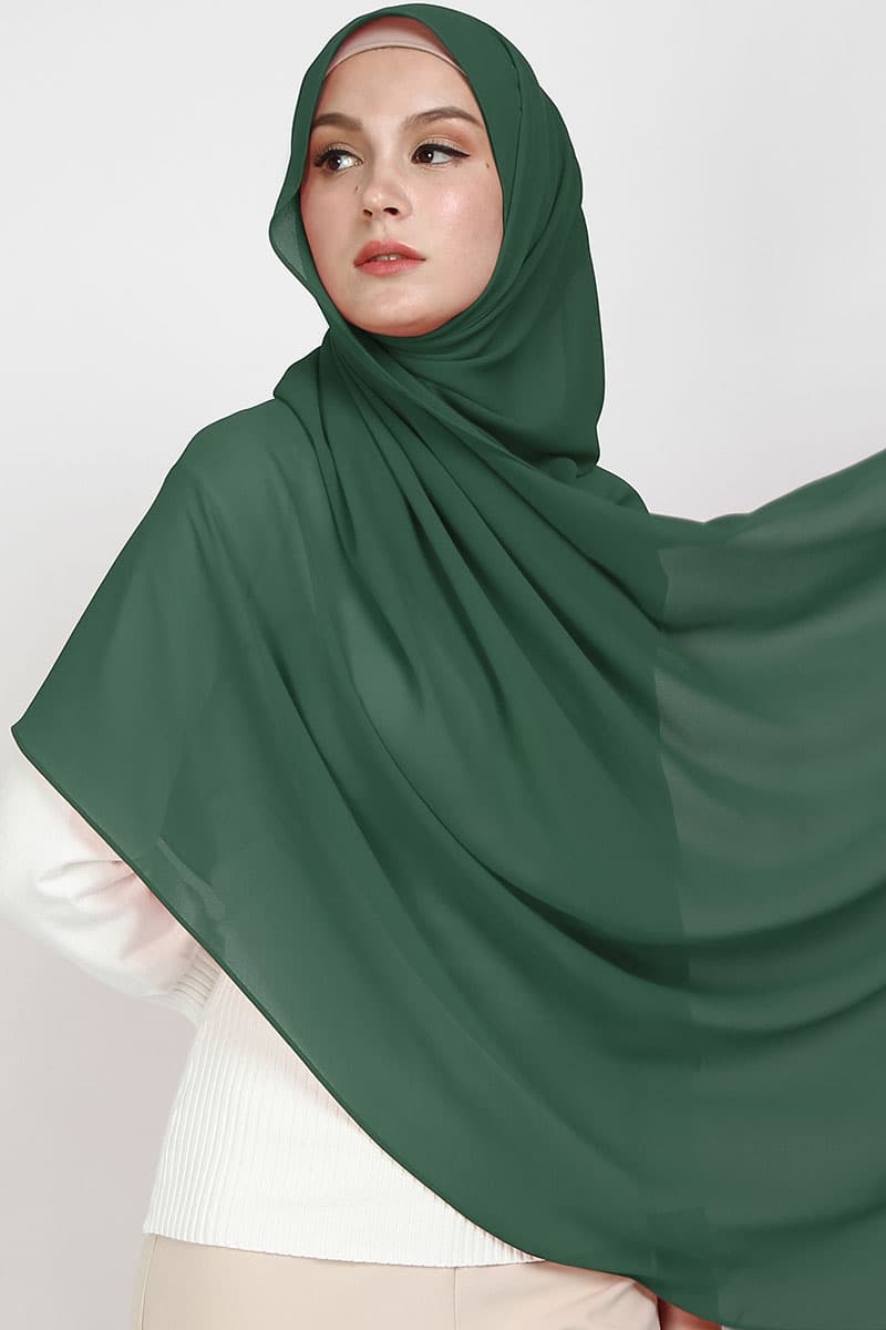 Aida XL Chiffon Tudung Headscarf - Dusty Green - Image 2