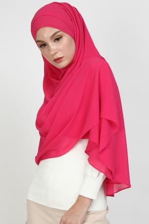 Aida XL Chiffon Tudung Headscarf - Fuchsia