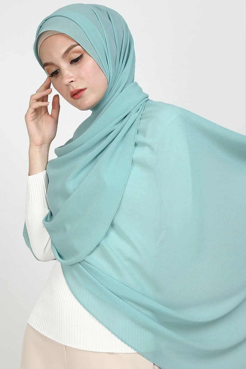 Aida XL Chiffon Tudung Headscarf - Agate Green - Image 2