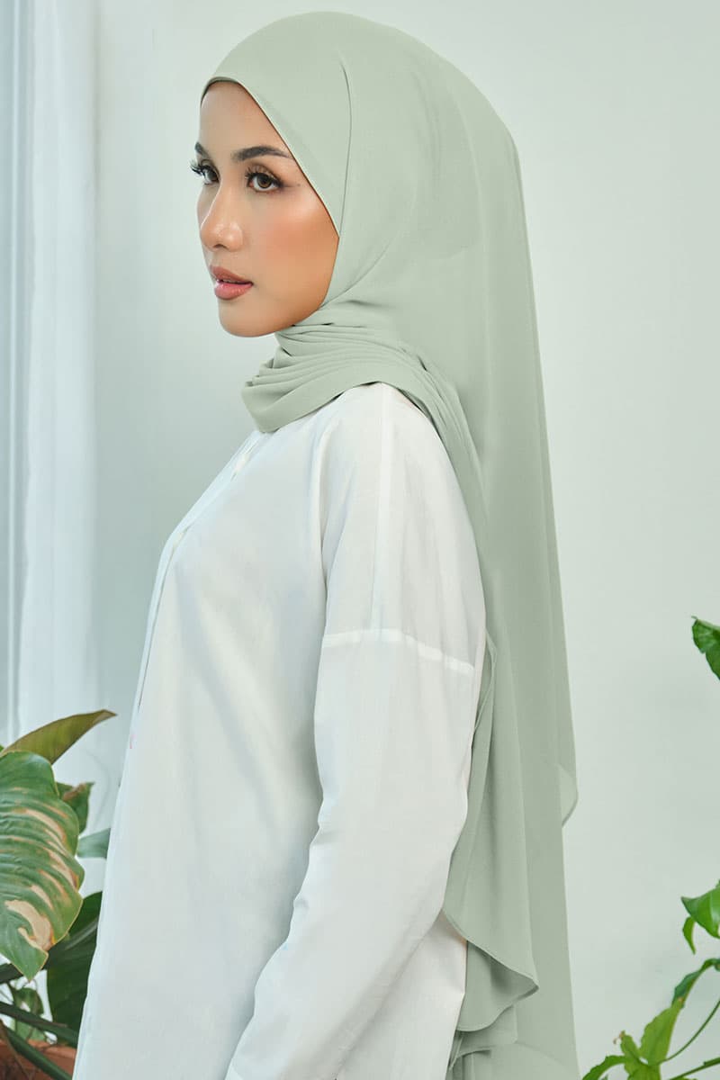 Aida Chiffon Tudung Headscarf - Seafoam - Image 2