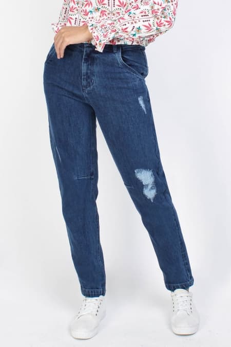 COTTON Carson Tapered Rip Jeans 2.0 - Dark Wash