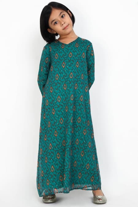 KIDS Reeha Wrap Dress - Teal