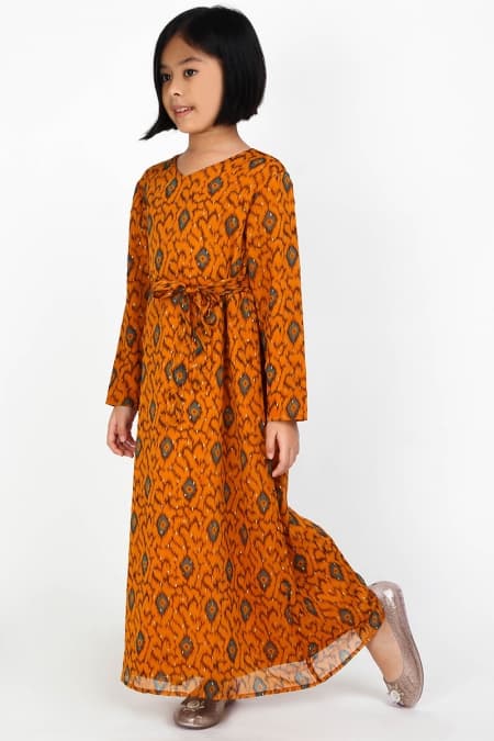 KIDS Reeha Wrap Dress - Pumpkin