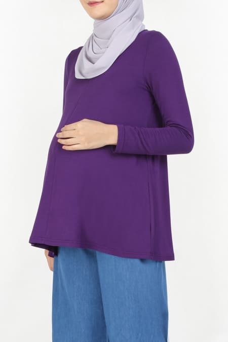 Kyler Zip-Front Blouse - Dark Purple