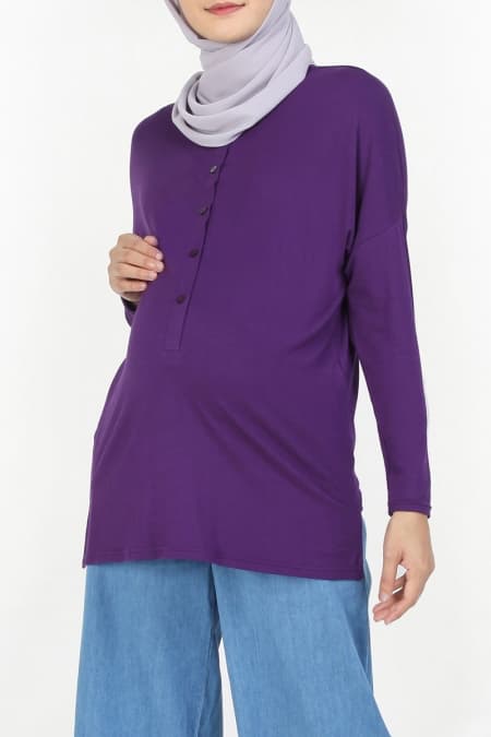 Monika Drop Shoulder Blouse - Dark Purple