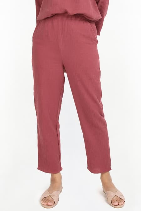 Tetiana Elastic Waist Pants - Rose Mauve
