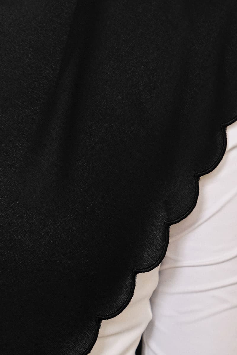 Leily Scallop Chiffon Headscarf - Black - Image 3