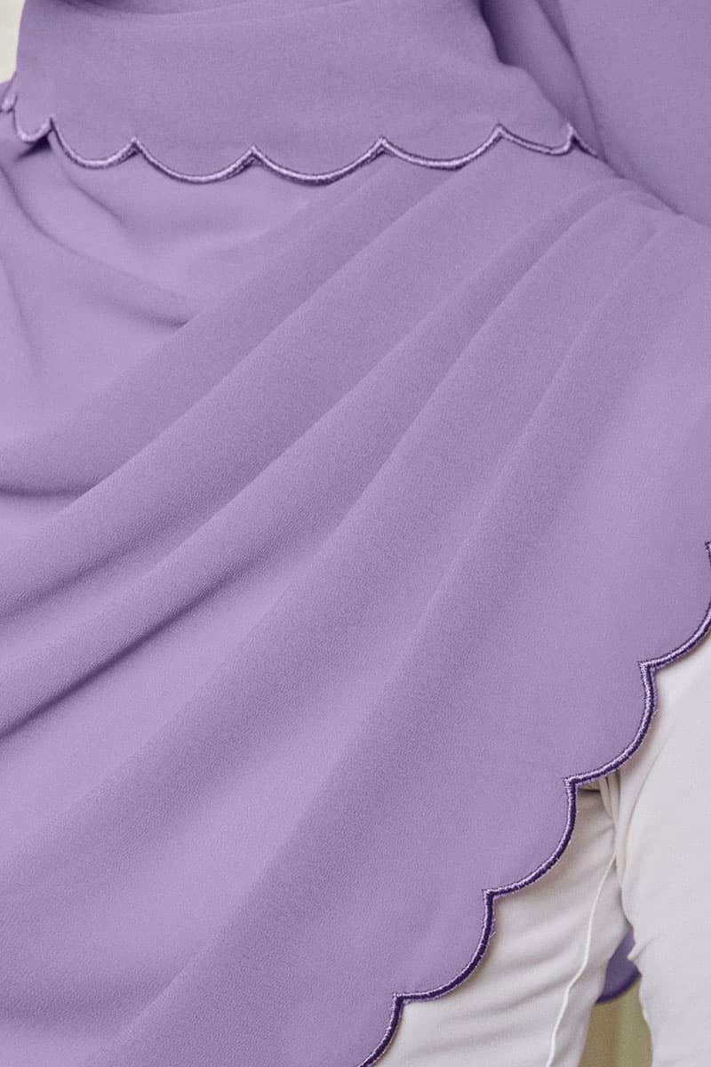 Leily Scallop Chiffon Headscarf - Dusty Lavender - Image 3