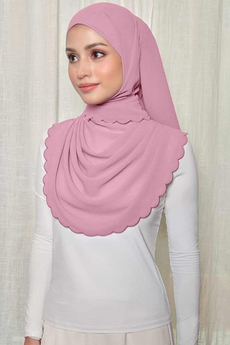 Leily Scallop Chiffon Headscarf - Wild Rose - Image 2