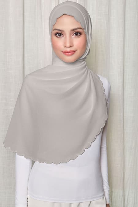 Leily Scallop Chiffon Headscarf - Mint Grey