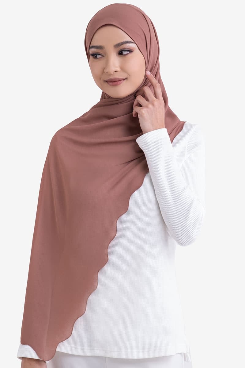 Maevery Scallop Headscarf - Rose Brown - Image 1