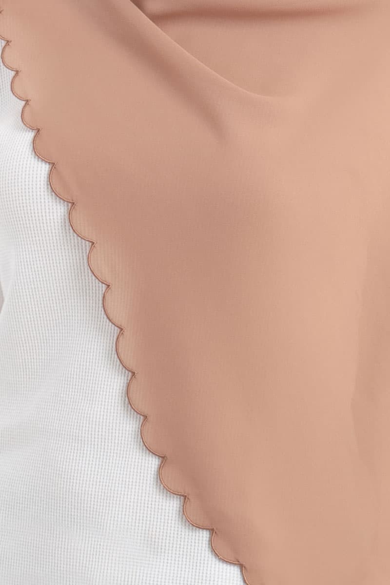 Leily Scallop Chiffon Headscarf - Milk Coffee - Image 3