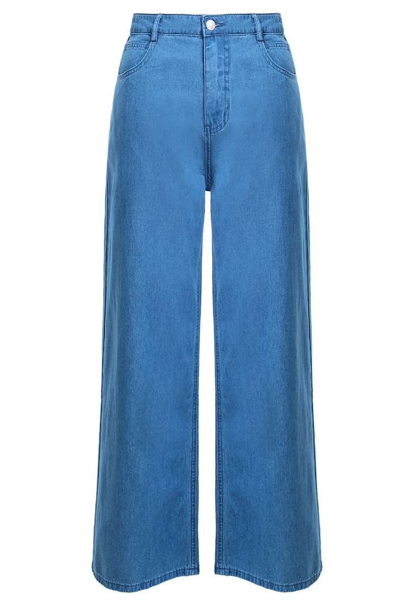 COTTON Melrose Wide Legged Jeans - Medium Wash - Image 2