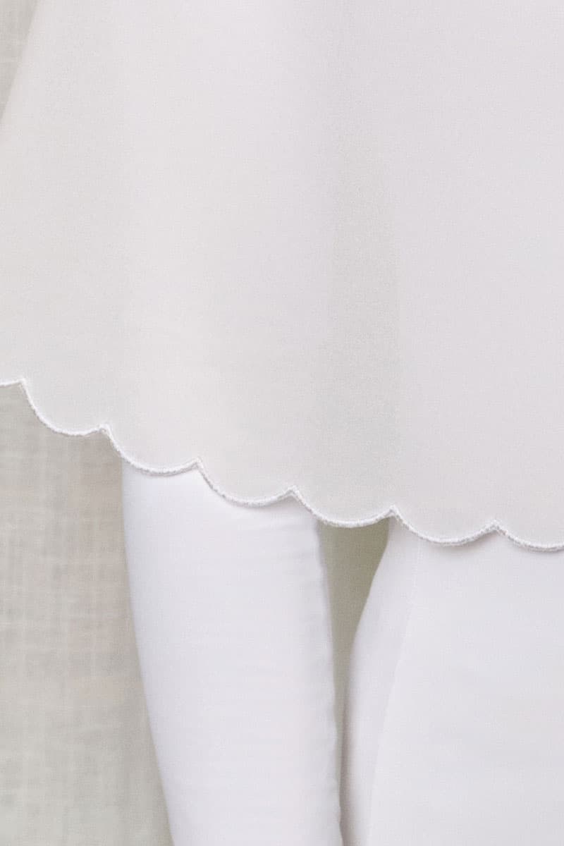 Leily Scallop Chiffon Headscarf - Off White - Image 3