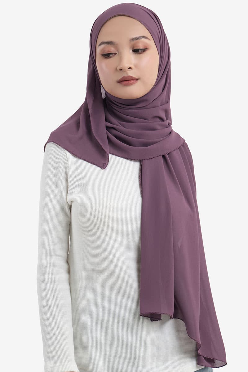 Maisy Scallop Embroidery Headscarf - Elder Berry - Image 2