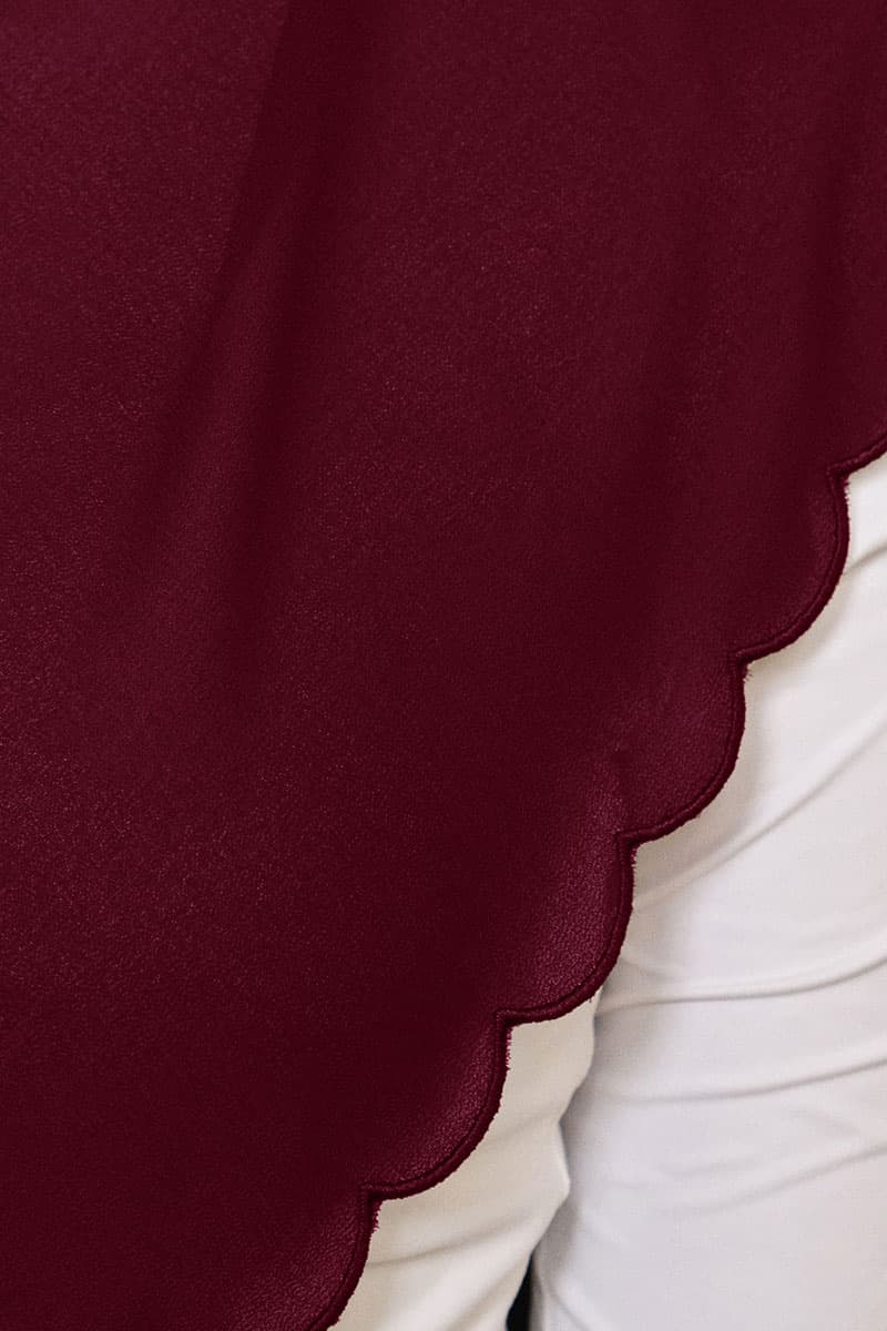 Leily Scallop Chiffon Headscarf - Maroon - Image 3