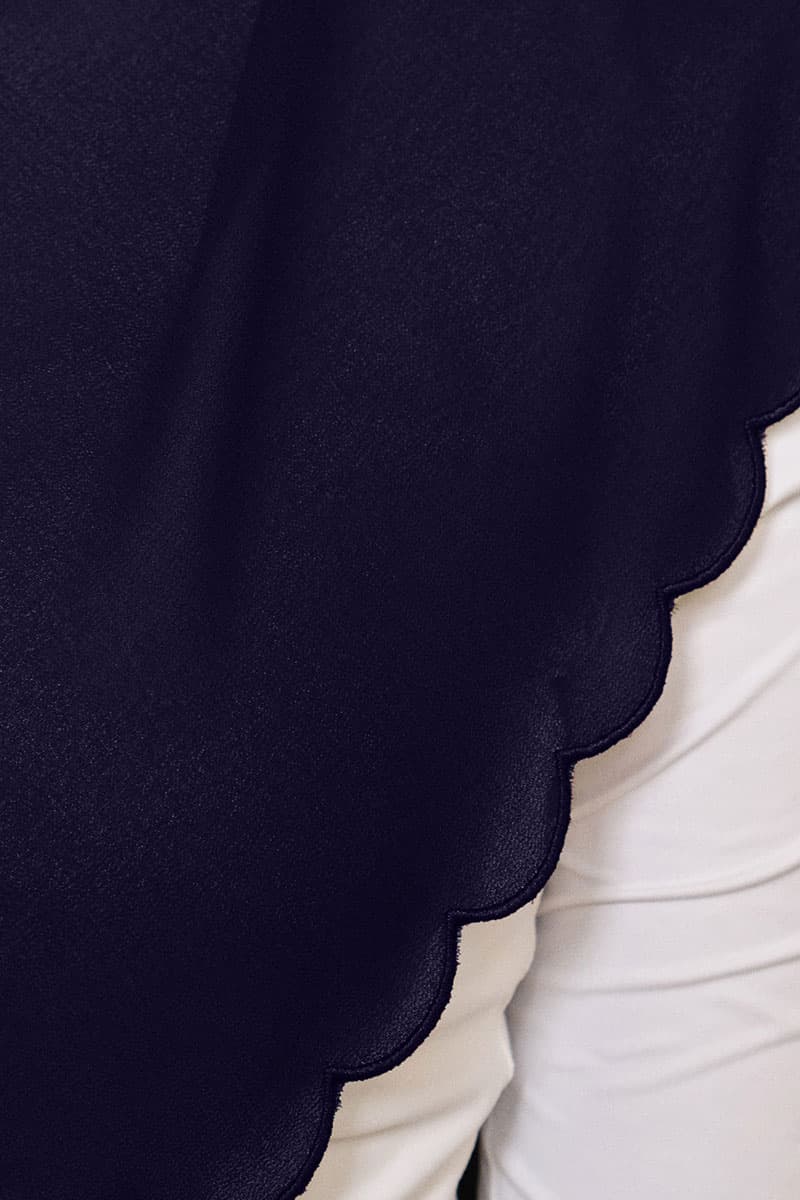 Leily Scallop Chiffon Headscarf - Midnight Blue - Image 3