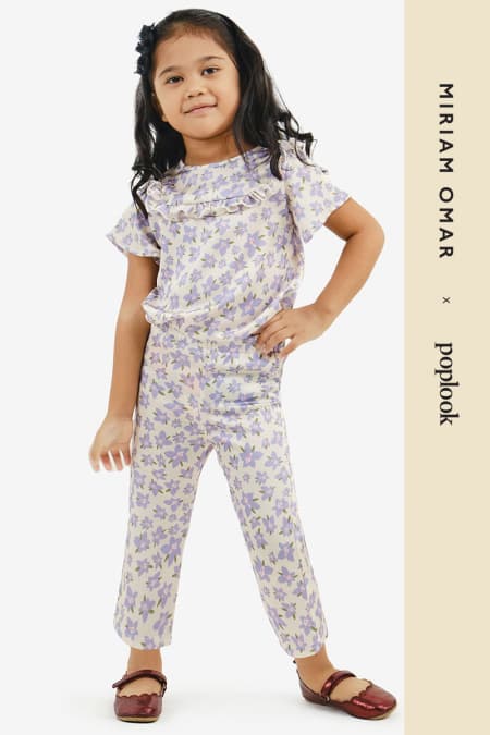 KIDS Saharah Tapered Pants - Lilac Floral