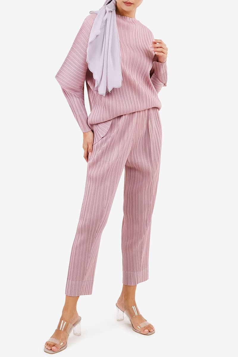 Lijana Pleated Elastic Waist Pants - Wild Rose - Image 3