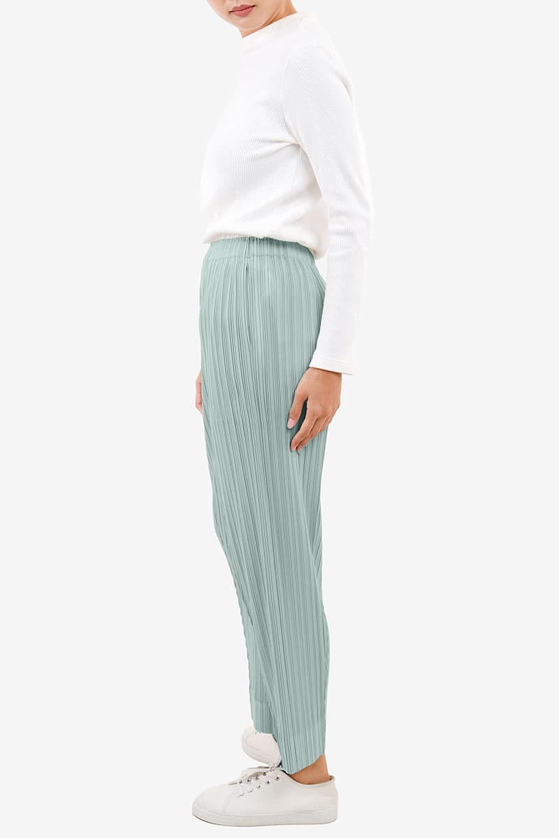 Lijana Pleated Elastic Waist Pants - Seafoam - Image 3