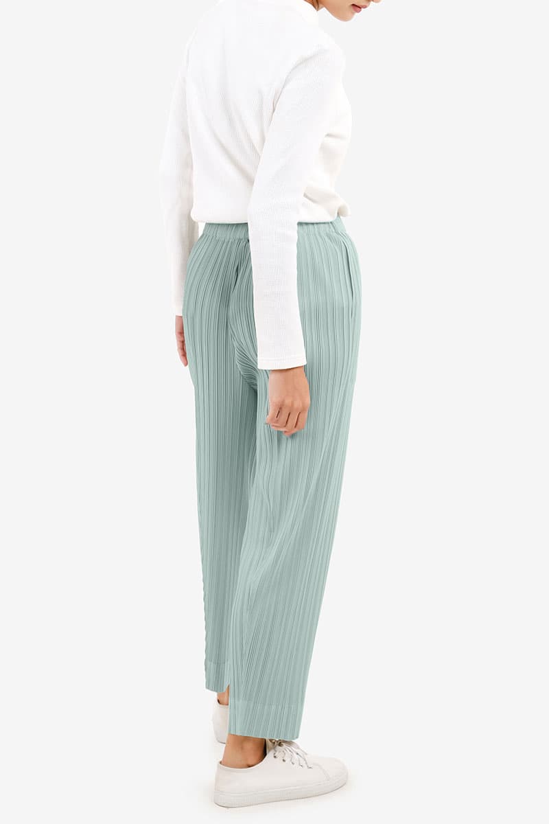Lijana Pleated Elastic Waist Pants - Seafoam - Image 4