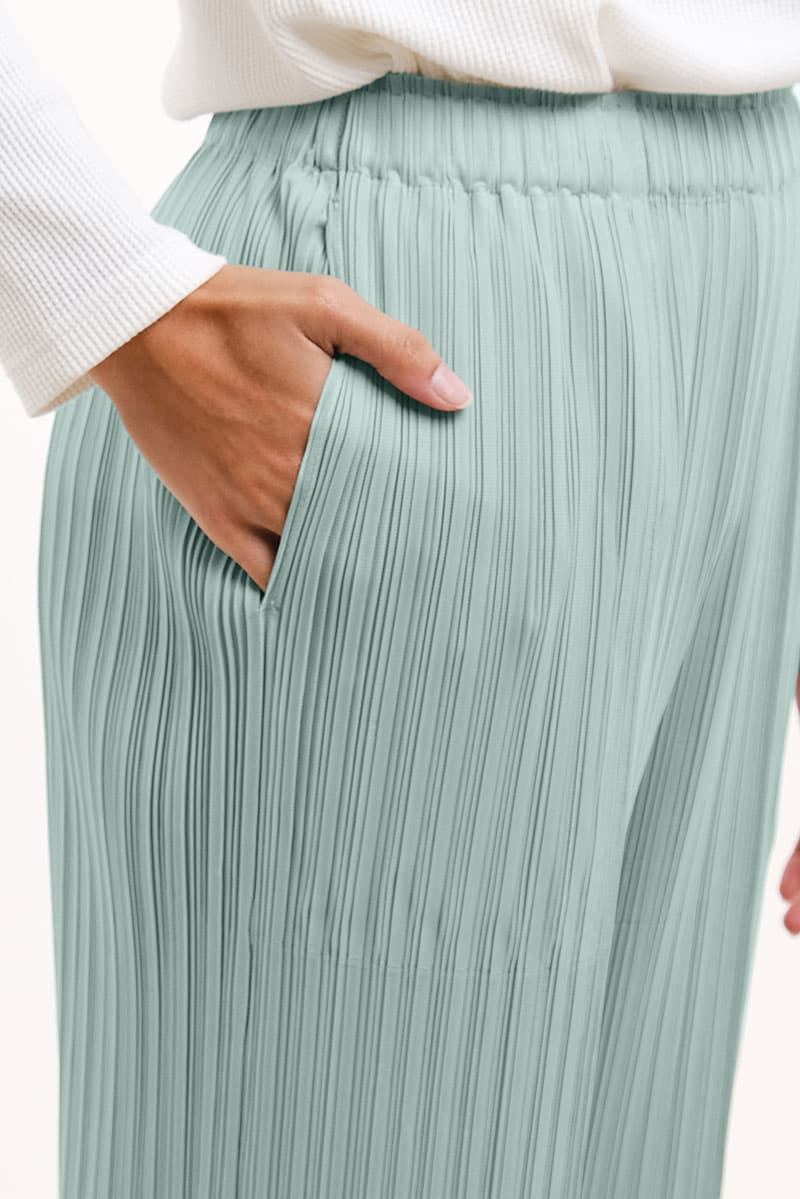 Lijana Pleated Elastic Waist Pants - Seafoam - Image 5