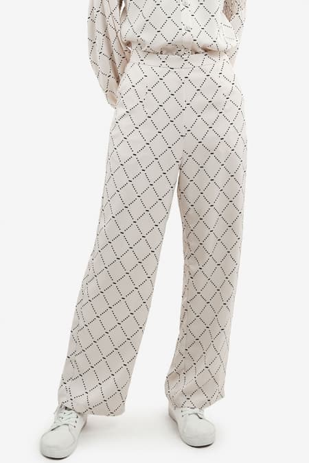 Ausha Straight Cut Pants - Beige Print