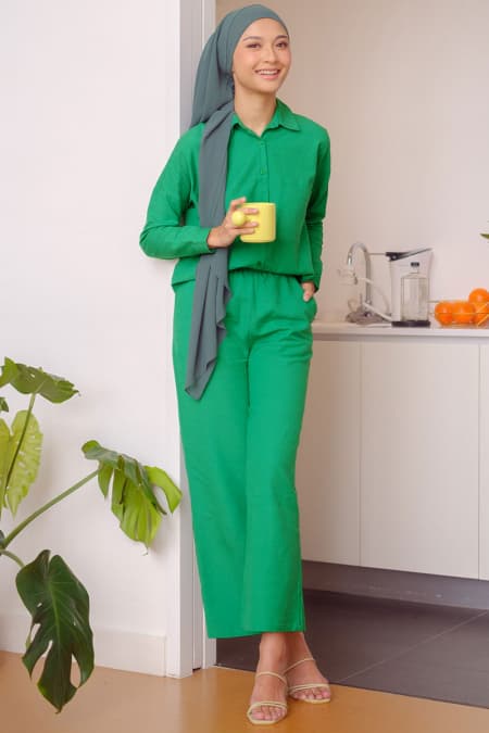 Eldana Wide Legged Pants -  Jade Green