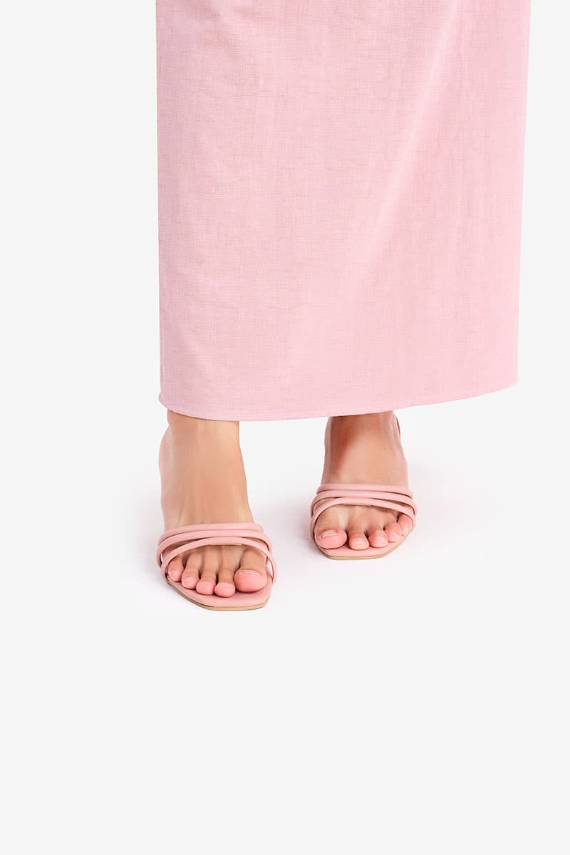 Paizley Strap Heels - Dusty Pink - Image 3