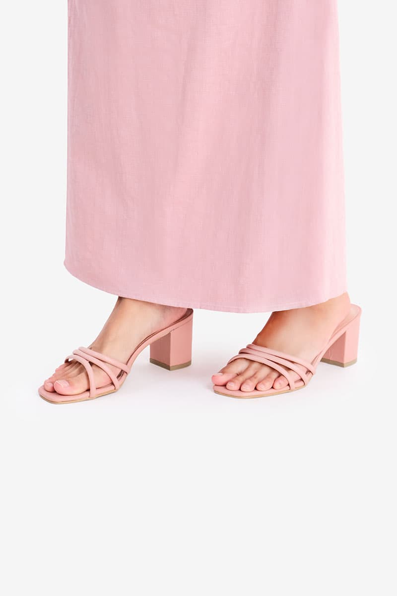 Paizley Strap Heels - Dusty Pink - Image 4
