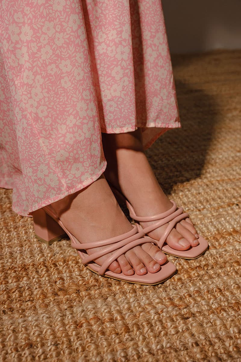 Paizley Strap Heels - Dusty Pink - Image 1