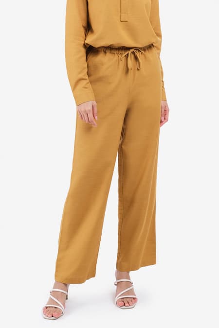 Tiphanie Elastic Waist Pants - Caramel