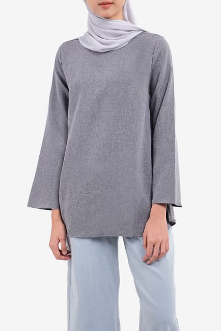 Manion Flared Blouse - Dark Heather Grey