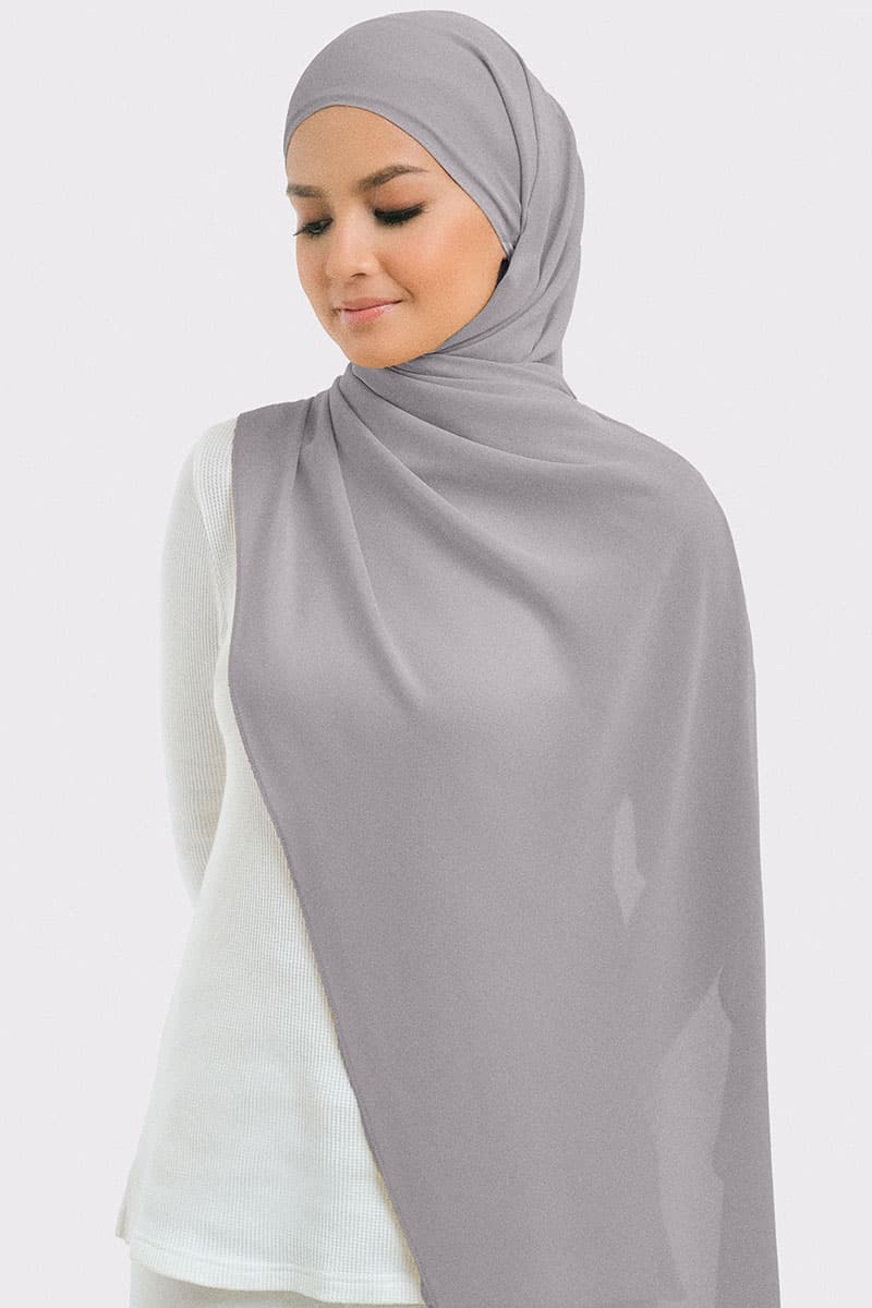 Aida Chiffon Tudung Headscarf - Stone - Image 1
