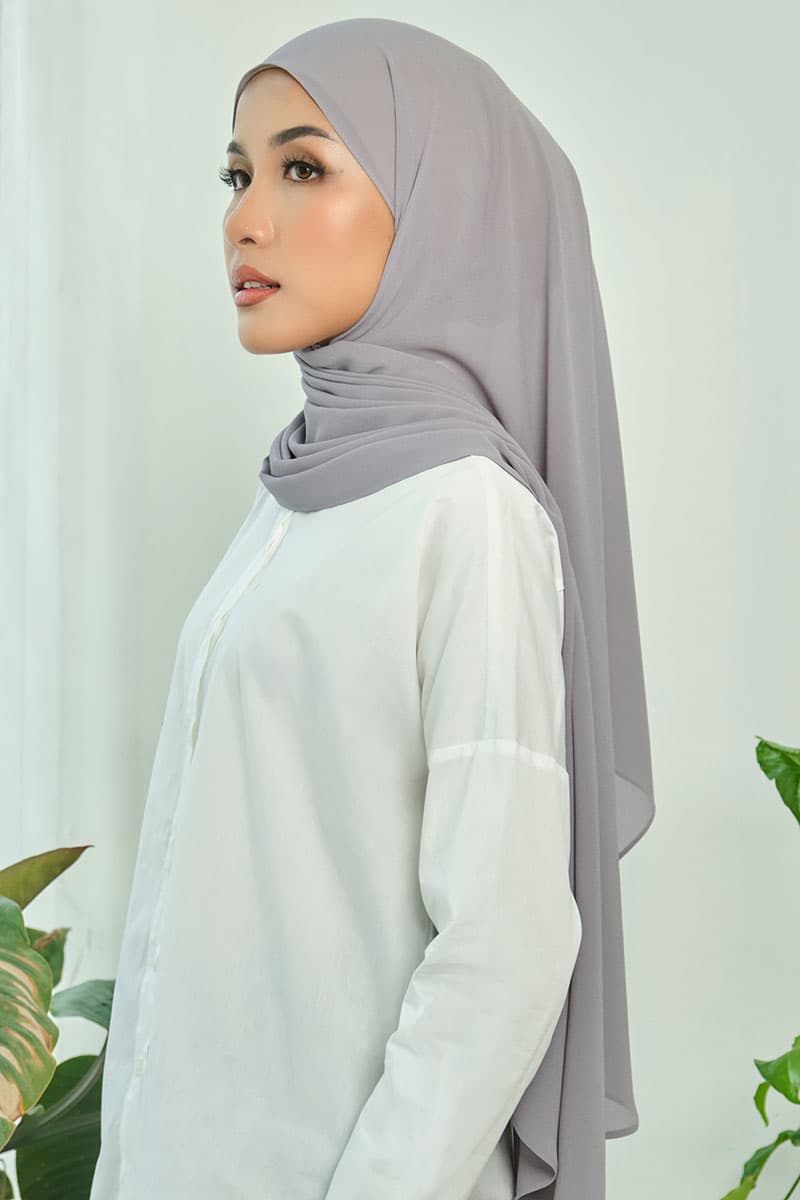 Aida Chiffon Tudung Headscarf - Stone - Image 2
