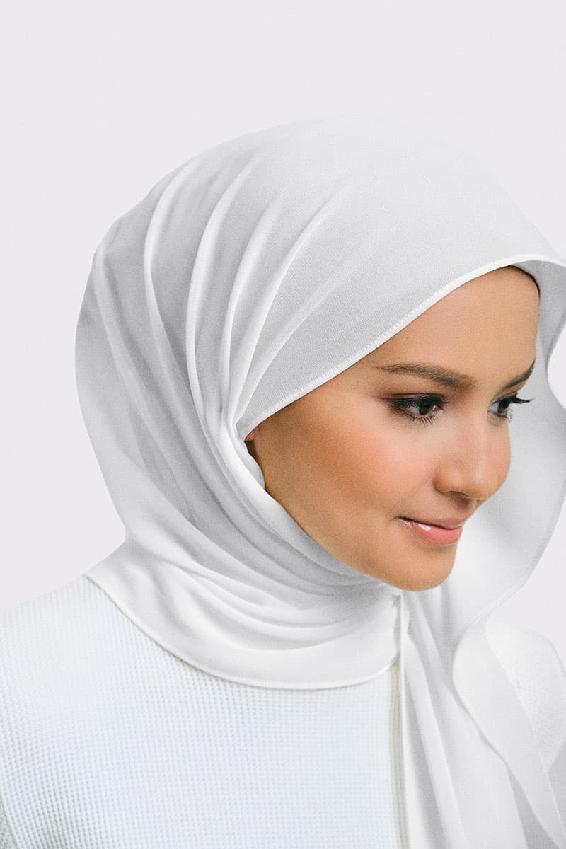 Aida Chiffon Tudung Headscarf - Off White - Image 2
