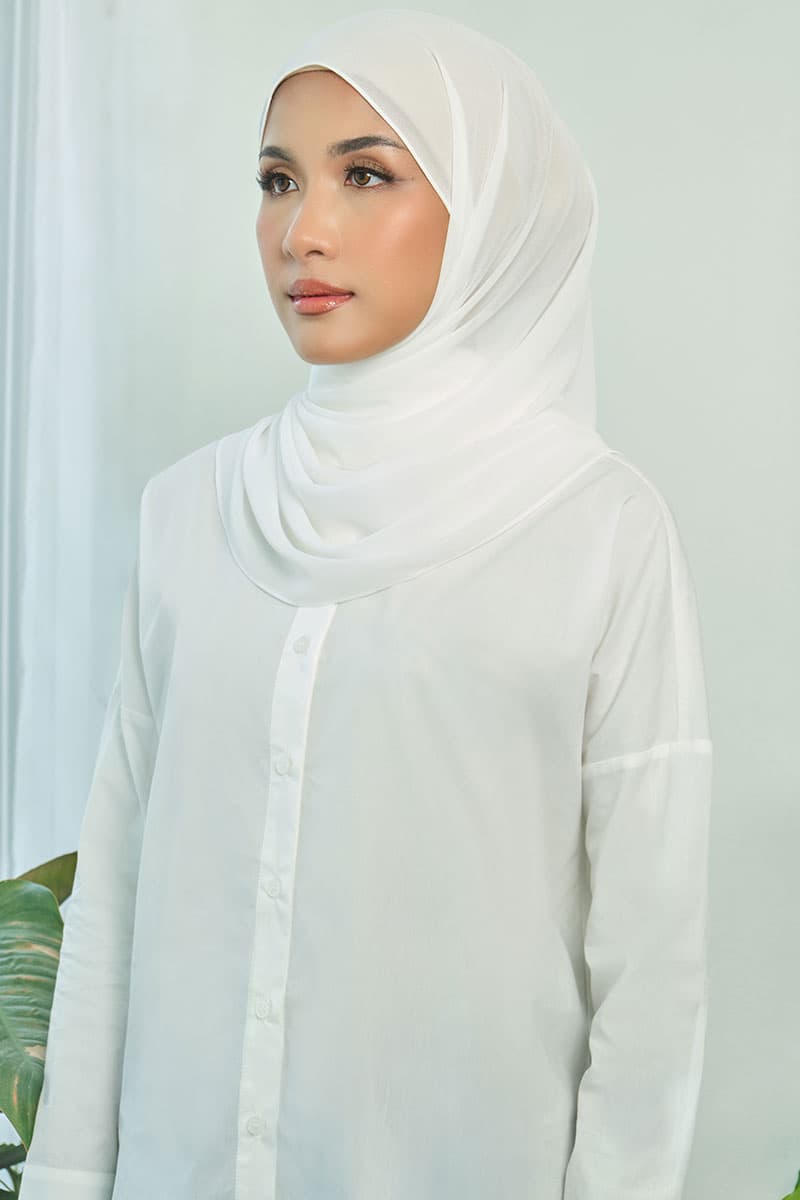 Aida Chiffon Tudung Headscarf - Off White - Image 2