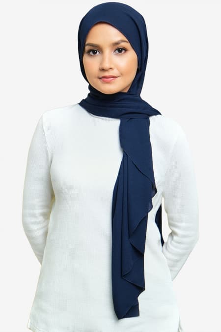 Janie Eyelash Headscarf - Navy