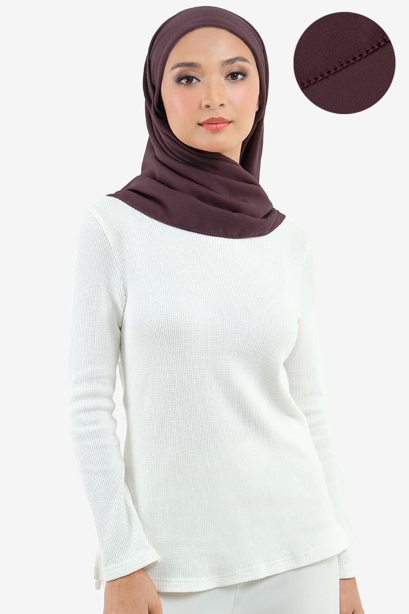 Kalia Bawal Eyelash Headscarf - Deep Plum - Image 1