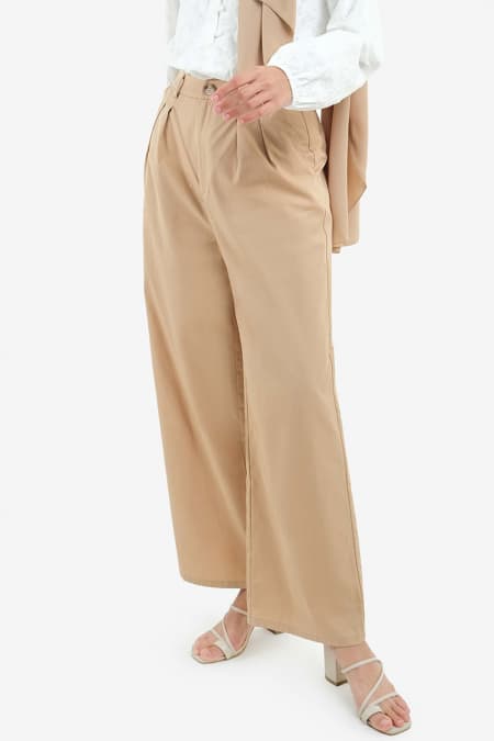 Fidella Straight Cut Pants - Café