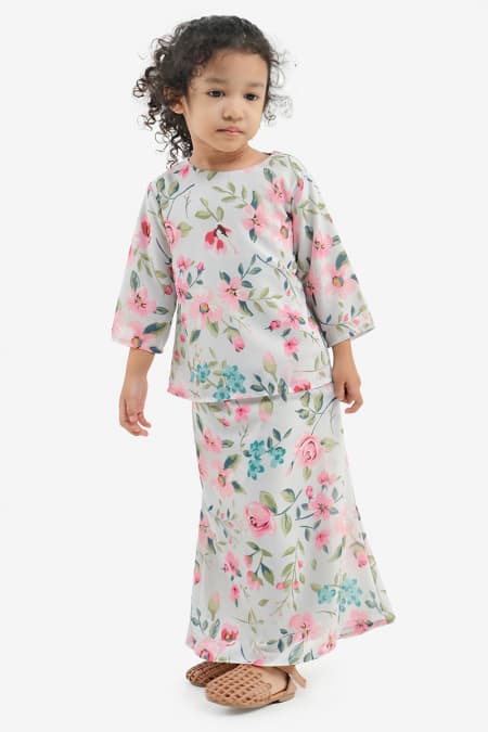 KIDS Sayang Set - Cream/Pink Floral