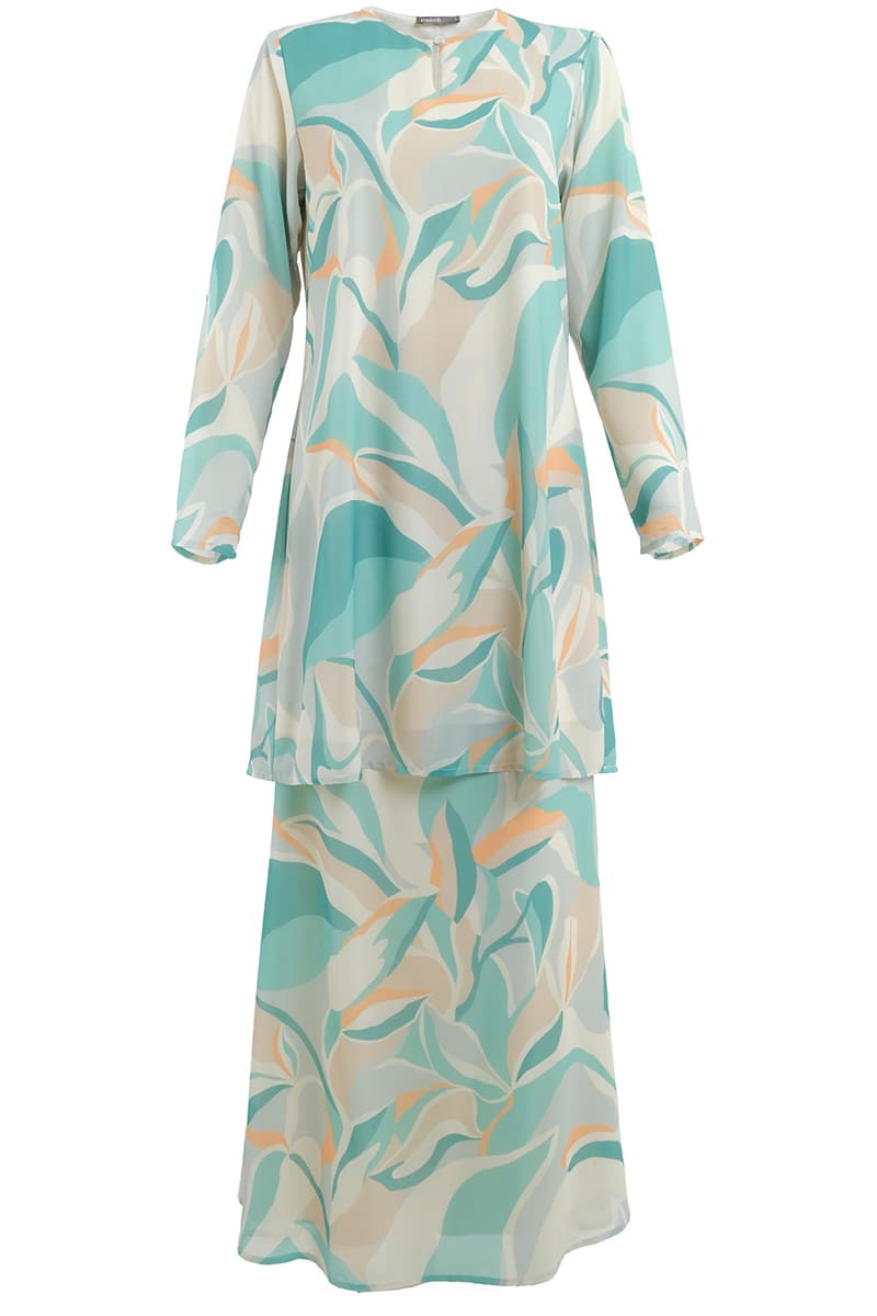 Gembira Blouse & Skirt - Mint/Beige Abstract - Image 2