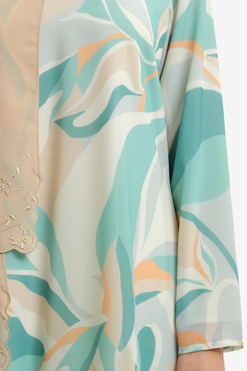 Gembira Blouse & Skirt - Mint/Beige Abstract - Image 5