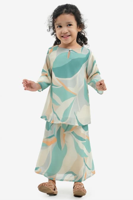 KIDS Gembira Set - Mint/Beige Abstract