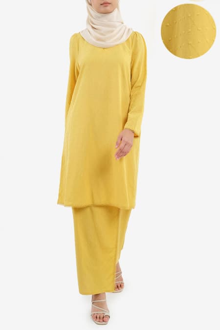 COTTON Mentiung Blouse & Skirt - Mustard