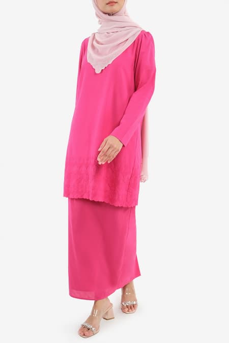 COTTON Raya Blouse & Skirt - Fuchsia